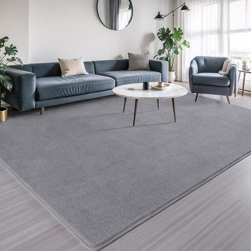 AROGAN Modern Shag Area Rug for Bedroom, 4x6 Feet Washable Plush Memory Foam Carpet for Kids Room Grey