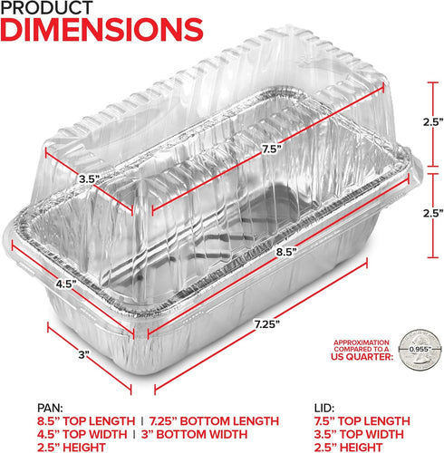 Stock Your Home Disposable Aluminum Loaf Pans with Lids, 30 Pack Foil Baking Tins