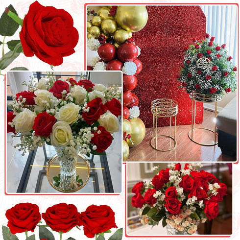 Luyue 10PCS Artificial Roses Flower with Stems, Realistic Long Stem Faux Rose for Valentine's Day Wedding Home Decor