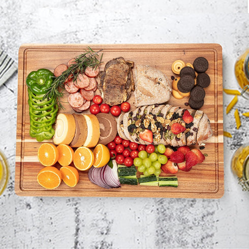 GAOMON 20 15 1.5" x In Extra Large Acacia Wood Cutting Board, Thick Kitchen Cutting Boards with Handle & Juice Groove