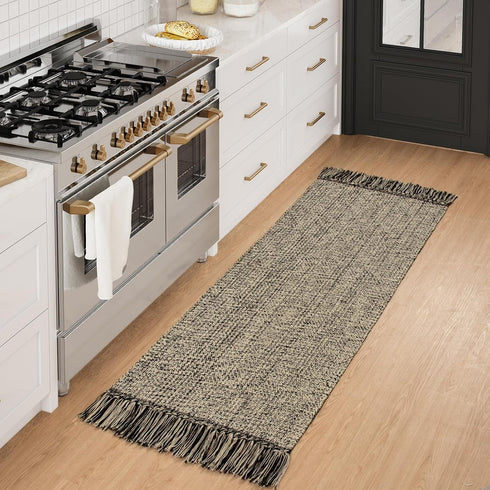 Collive Kitchen Runner Rug, 2x4.3 Hand-Woven Reversible Washable Rug for Entryway, Cotton Boho Decor