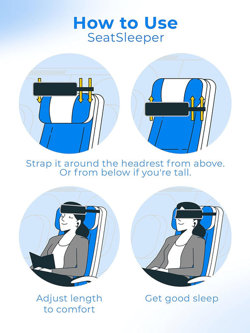Travel Pillow Alternative with Airplane Head Straps and Car Support Band, Compact Neck Support for Travel