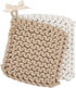 Mud Pie Crocheted Pot Holders - Taupe (8" x 8")