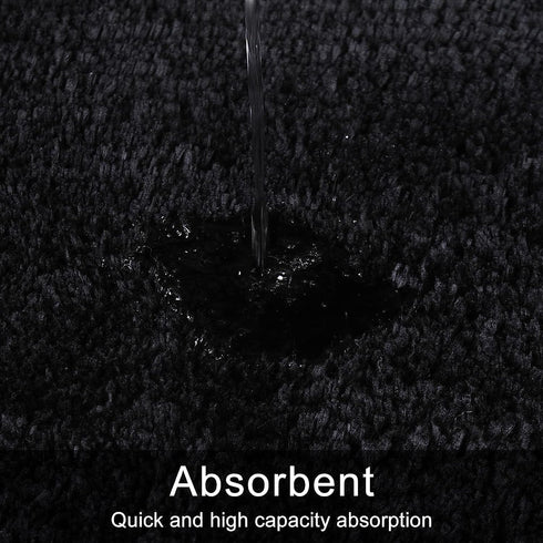 Uphome Black Bathroom Rugs, Shaggy Soft Microfiber Bath Mat, Non Slip Machine Washable, 18x26 inch