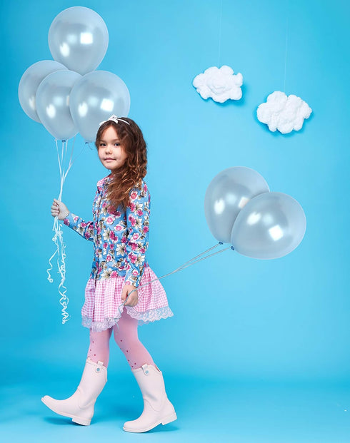 12 Inch 36 Treasures Gifted Metallic Light Blue Balloons - Baby Blue Balloons, Pastel Blue Balloons - Pastel Latex
