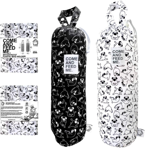 2pcs Waterproof Plastic Grocery Trash Bag Holder, Shopping Carrier Organizer for Kitchen Storage, Multiple Designs