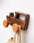 Vinoil 4 Pack Hats,Backpacks,Towels,Keys&Clothes Kids Coat Hooks Wall Mount, Walnut Car-Shaped Coat Rack Heavy Duty