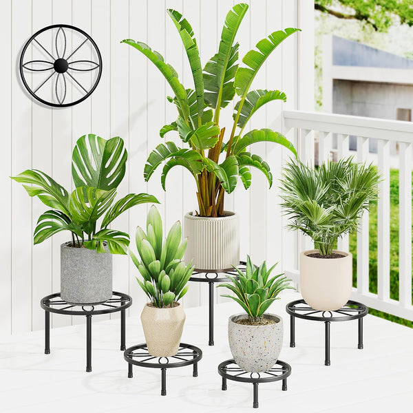 NQW 5 Pack Metal Plant Stand Indoor Outdoor,Indoor Plant Stands for Patio Rustproof,Heavy