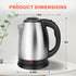 Stainless Steel Electric Tea Kettle, 1.7L Cordless Water Boiler with 360 Degree Rotational Base, 1000W, Silver