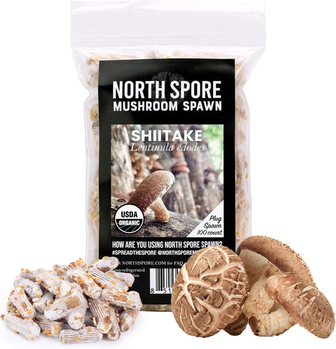 North Spore Organic Shiitake (100 ct) Mushroom Plugs for Logs | Premium