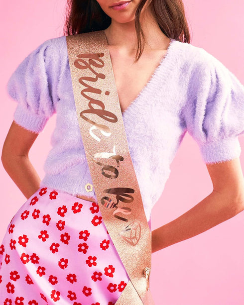 xo, Fetti Rose Gold Glitter Bachelorette Party Sash - Bride To Be | Decorations for Bachelorette Party and Bridal Shower