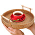 Rattan Tray 8.7-Inch Round Woven Serving Basket with Handles Holidays Romantic Decorative