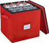 Handy Laundry Christmas Ornament Storage - Holds Up to 64 Ornaments, Adjustable Dividers, Red Storage Box