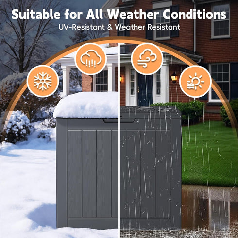 31 Mars Villa Gallon Deck Box, Waterproof Weatherproof and UV Resistant Resin Storage Bin with Lockable Lid