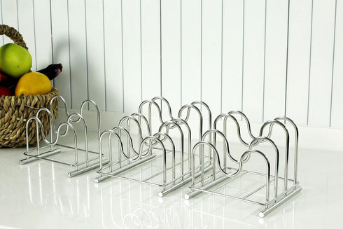 LENITH 304 Stainless Steel Wire Cutting Board Holder, Kitchen Organizer with 2 Sectional Racks
