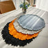 Round Placemat for Dining Table, Set of 6, Orange, PU Waterproof Heat Insulation Stain Resistant Non-Slip Washable Mat