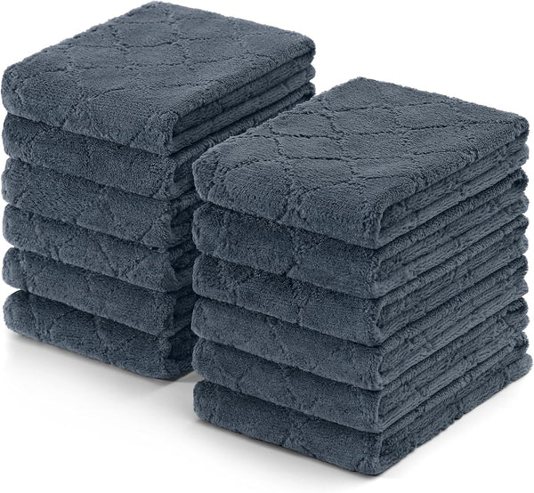Homaxy 12 Pack Dish Towels for Kitchen - Super Soft Absorbent Coral Velvet Dish Cloths for Washing Dishes