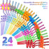 Patelai 24 Pieces Reusable Dinosaur Straws, Dino Silly Fun Twisty Crazy Straws for Kids Birthday Party Favors