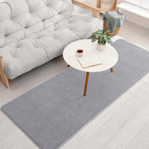 Keeko 2x6 Washable Hallway Runner Rug, Grey Soft Indoor Low Pile Non Slip Memory Foam Carpet for Bedroom Kitchen Living