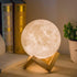 Mydethun 3D Moon Lamp, 5.9" Night Light with Wooden Base, Touch-Dimmable & Rechargeable, Gift for Mom, Home Décor