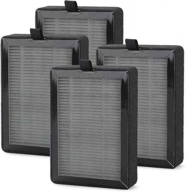 LV-H128 Replacement HEPA Filter - For LEVOIT LV-H128, PUURVSAS (HM669A), ROVACS (RV60) Air Cleaner, 4 Pack