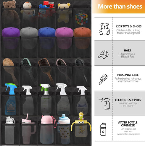 40 Closet Over the Door Shoe Organizer, Large Mesh Pockets Hanging Shoe Rack Organizer for Behind the Door Storage