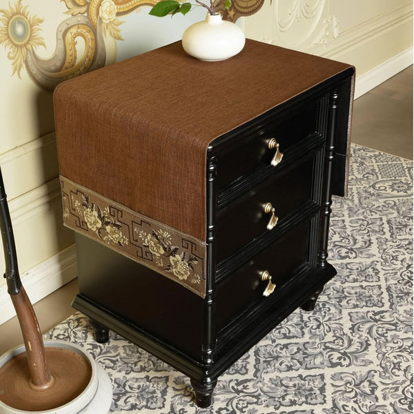 LAVSHOME Embroidered Nightstand Cover Cloth.Anti-Slip End Table Cover Cloth for Bedroom,Square Side Table