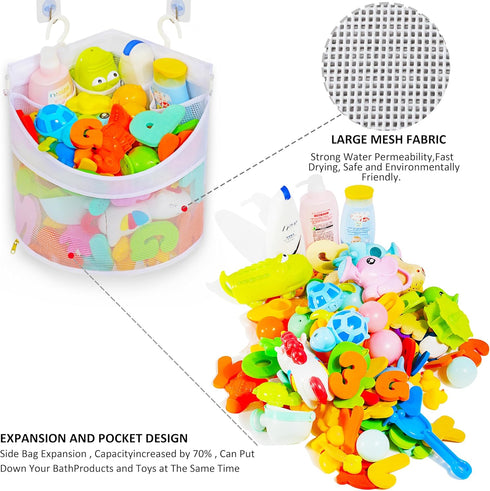 Baby Bath Toy Organizer - Quick Drying Mould Proof Corner Hang-Suspension Holder for Shower Caddy