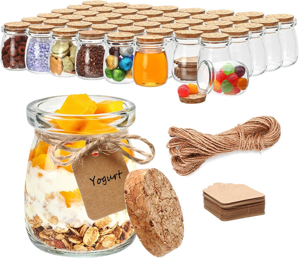 Brajttt 3.4 oz Small Glass Jar with Cork Lids,48 pcs Mini Glass Bottles,Spell