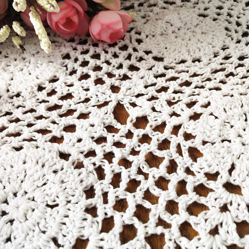 2pcs, 15X27inches,Hand USTIDE Crochet Lace Table Runner White Crochet Table Doilies Table Topper for End Table