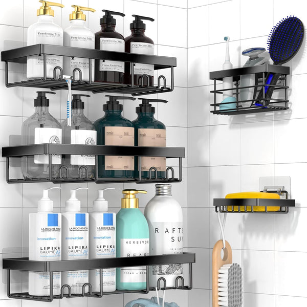 Moforoco Adhesive Shower Caddy Organizer Shelves Rack - 5 Pack Corner Bathroom Storage, Home & Kitchen Decor for RV