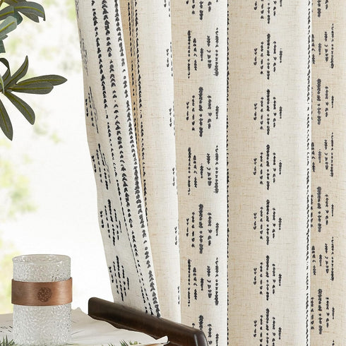 jinchan 84 Inch 2 Boho Stripe Curtains for Living Room Farmhouse Linen Curtains Length Panels for Bedroom Geometric