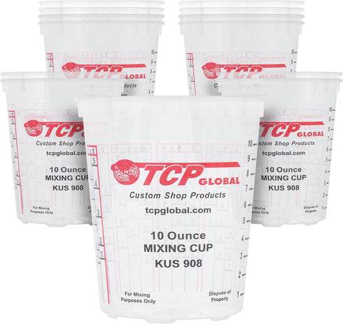 Custom Shop Paint Mixing Cups 10-Ounce (12 Pack) - Plastic Measuring Cups for Liquids, Automotive Painting, Epoxy