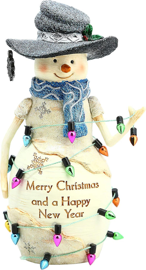 Pavilion Gift Company Snowman Figurine - 6 Inch Collectible BirchHearts, Merry Christmas and A Happy New Year