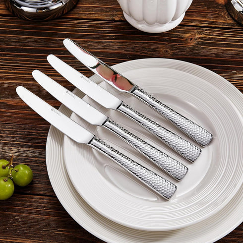 KEAWELL Premium 9.5" Louis Dinner Knives, Set of 4, Stainless Steel, Dishwasher Safe, Serrated Knives