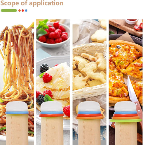 Wood Rolling Pin with 4 Adjustable Thickness Rings, Non-stick Dough Roller, 17 Inch Pizza Roller for Baking