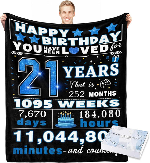21st Birthday Gift for Him 21st Birthday Gift Blanket, 21 Year Old