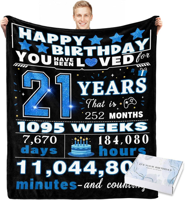 21st Birthday Gift for Him 21st Birthday Gift Blanket, 21 Year Old