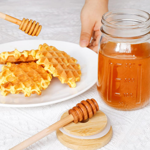 16oz Set,Honey GIVAMEIHF Glass Honey Jar with Dippers Stick Pot with Dipper and Lid,Honey Containers for Airtight Syrup