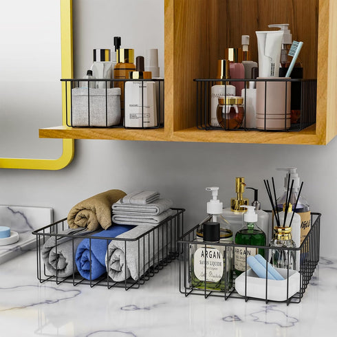 Joben Oligey 12 Pack Small Wire Storage Baskets for Organizing, Metal Bins for Kitchen, Bathroom, Pantry Organization
