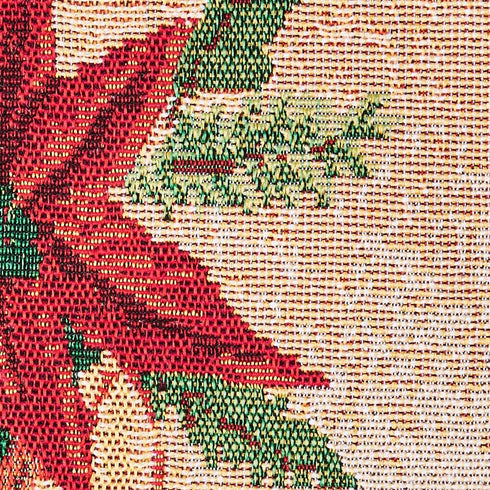 Decorative Christmas Poinsettias Candles Design Tapestry, 13" X 70" Table Runner
