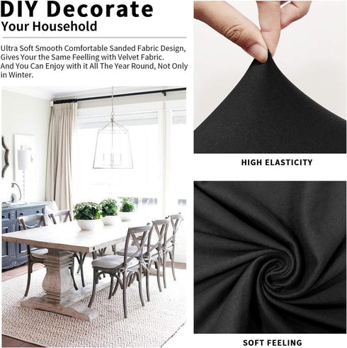Gute Chair Seat Covers, Stretch Solid Dining Room Chair Protectors with Ties (4 Pcs, Black)