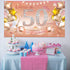 HOWAF Woman 50th Birthday Party Decoration Rose Gold Fabric Banner, Photo Backdrop, Wall Garden Table Supplies