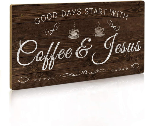 Putuo Decor Coffee Sign, Kitchen Coffee Bar Decor, 12 x 6 Hanging Plaque, Gifts for Coffee Lovers (Good Days Start with