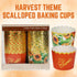 BCS Harvest Theme Scalloped Baking Cups for Muffins Cupcakes Cases Wrappers Home Kitchen Party Favor Treats Table Decoration Bakeware Supplies Gift Set, 50-ct (Orange)