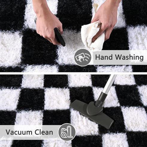 5x7 Rugs for Living Room Bedroom, ft Black and White Checkered Area Rug, Fluffy Soft Washable Carpet, Modern Non-Slip