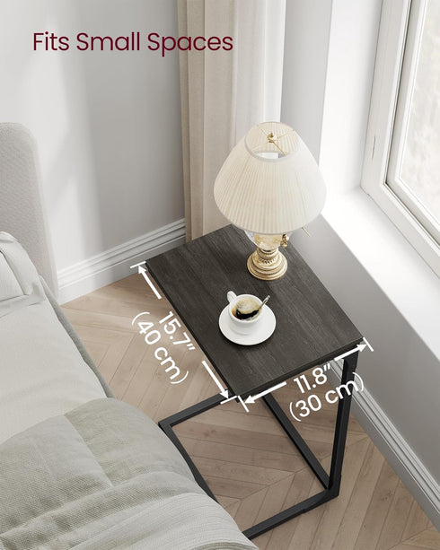Set 2, ULET355B42 VASAGLE C-Shaped End Table, of Side Table for Sofa, Couch Table with Metal Frame, Small TV Tray Table