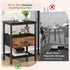 3-Tier DUMOS Bedside Table with Charging Station and Adjustable Fabric Drawer Compact Nightstand Storage Organizer End
