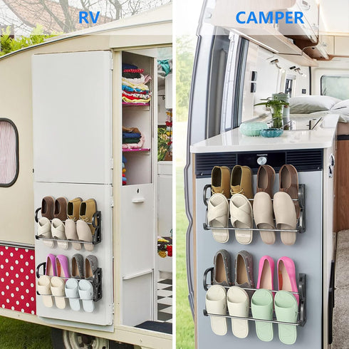 2 Pack, Hanging Shoe Rack Wall Mount Shoe Rack with Sticky Hanging Mounts, Wall Shoes Holder Storage Organizer Shelf