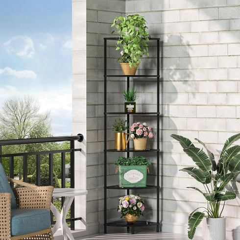 6 54.4" Book Shelf Corner Shelf, Tier Corner Bookshelf Display for Living Room Decor, Standing Shelves Bookcase